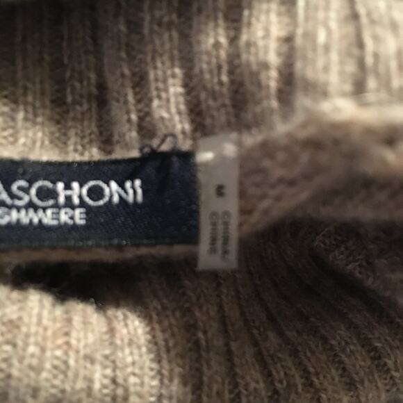 Magaschoni !00% cashmere neutral Taupe ribbed peplum bottom- ruffled long slv M - Picture 7 of 9